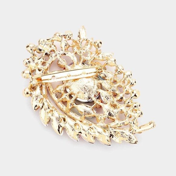 Multi Stone Pink Fuchsia Bouquet Pin Brooch - Picture 2 of 5